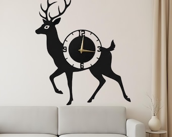 Deer Metal Wall Clock: Rustic Wildlife Wall Art, Cabin Decor, Nature Lover Gift