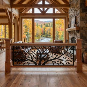 Tree Branch Metal Railing Panel, Custom Laser Cut Balustrade Insert, Cabin Stair Railing Screen