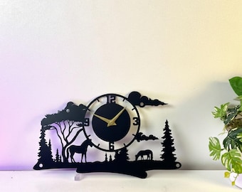 Horse Metal Wall Clock: Horse Farm Decor, Horse Lover Gift, Cowboy Decor
