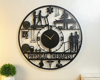 Orologio da parete in metallo personalizzato per fisioterapia, regalo per fisioterapista, decorazione per ufficio di fisioterapia, decorazione murale per riabilitazione, regalo di laurea DPT, ornamento per fisioterapia