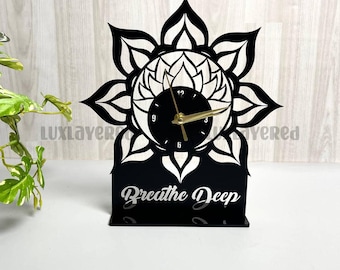 Orologio da tavolo in metallo personalizzato con fiore di loto: decorazione floreale moderna