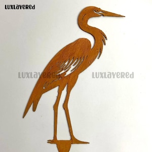 Custom Rusty Metal Heron Garden Stake, Personalized Heron Rusty Metal Stake with Name, Gardener Gift, Outdoor Garden Sign, Bird Lover Gift
