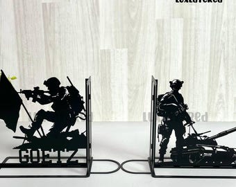 Personalized Wizard Bookends: Custom Name Metal Book Stand, Book Lover Gift