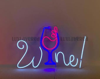 Insegna al neon personalizzata per calici da vino: luce LED per decorazioni da bar