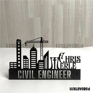 Bauingenieur Holz-Namensteller, benutzerdefinierte Schreibtisch-Namensschild, personalisierte Bürotischdekoration, professionelles Techniker-Geschenk