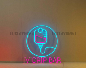 IV Drip Bar Neon Sign – Medical LED Light for Clinic, Health Care Decor, Hospital Wall Art, Nurse Doctor Neon Gift