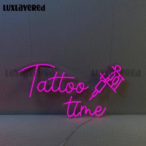 Custom Tattoo Neon Sign: Tattoo Time LED Light, Barber Shop Decor