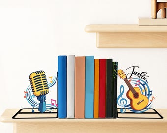 Sujetalibros metálico con forma de guitarra: Decoración para sala de música, Regalo para músicos, Soporte para libros de guitarra