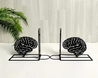 Brain Metal Bookends: Anatomical Brain Book Nook, Gift for Neurologist, Psychologist, Medical Office Decor