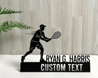 Tennis Metal Name Plate: Tennis Coach Gift, Athlete Gift Idea, Tennis Desk Plate