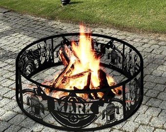 Personalized Fireman Fire Pit Ring: Custom Stainless Steel Campfire Decor