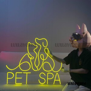 Pet Spa Neon Sign, LED Dog Cat Spa Sign, Custom Neon Light, Pet Grooming Wall Decor, Pet Shop Art, Groomer Gifts