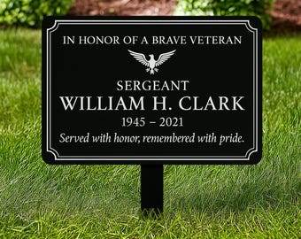 Veteran Memorial Garden Stake, Personalized Veteran Metal Grave Marker, Outdoor Memorial Decor, Military Tribute Gift, Remembrance Gifts