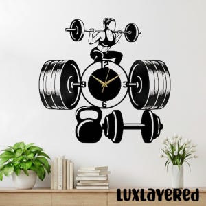 Weightlifting Metal Wall Clock, Fitness Workout Wall Decor, Bodybuilding Gym Wall Art, Fitness Lover Gift