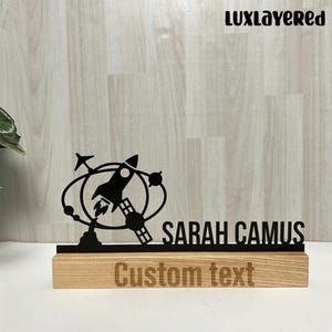 Space Metal Name Plate: Engineering Desk Plate, Space Office Decor, Personalized Gift