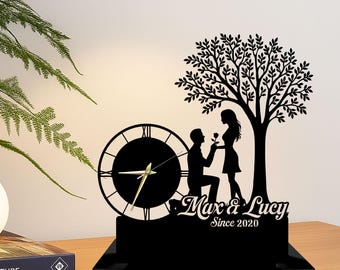 Anniversary Table Clock: Custom Proposal Clock Gift, Metal Desk Clock