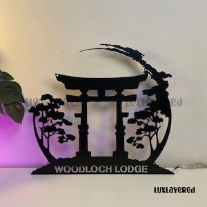 Personalized Torii Gate LED Metal Sign: Japanese Wall Art