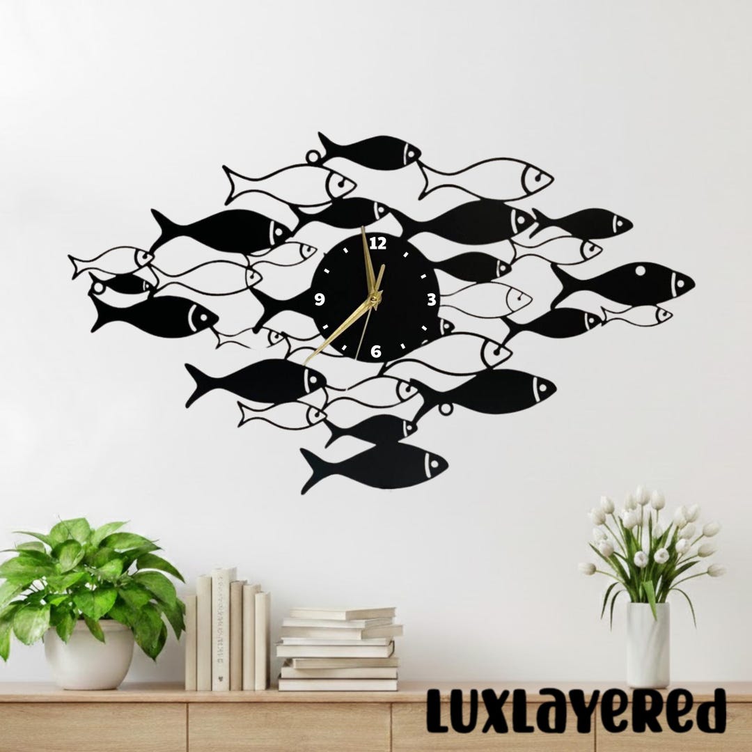 Fish Metal Wall Clock: Ocean Life Wall Art, Coastal Decor, Marine Wall ...