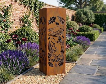 Columna de jardín de metal con forma de ornitorrinco, arte de jardín con fauna australiana, decoración única de jardín con animales, arte exótico de la naturaleza, regalo para papá.