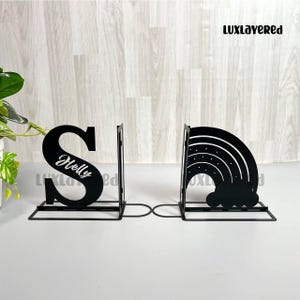 Custom Rainbow Metal Bookends for Desk Decor, Bookshelf Home Decor, Book Lover Gift, Metal Desk Home Decor