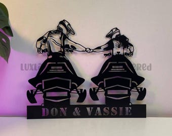 Letrero metálico personalizado de moto de nieve para pareja: Arte mural LED