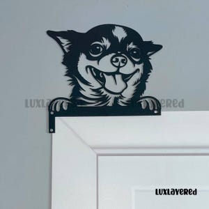 Personalized Chihuahua Door Corner Sign, Metal Chihuahua Dog Decor, Dog Lover Gift, Pet House Decor, Chihuahua Door Frame Decor