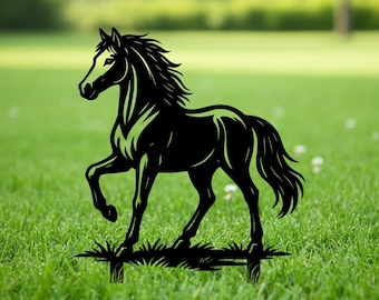 Horse Garden Stake: Rustic Metal Farm Animal Yard Art
