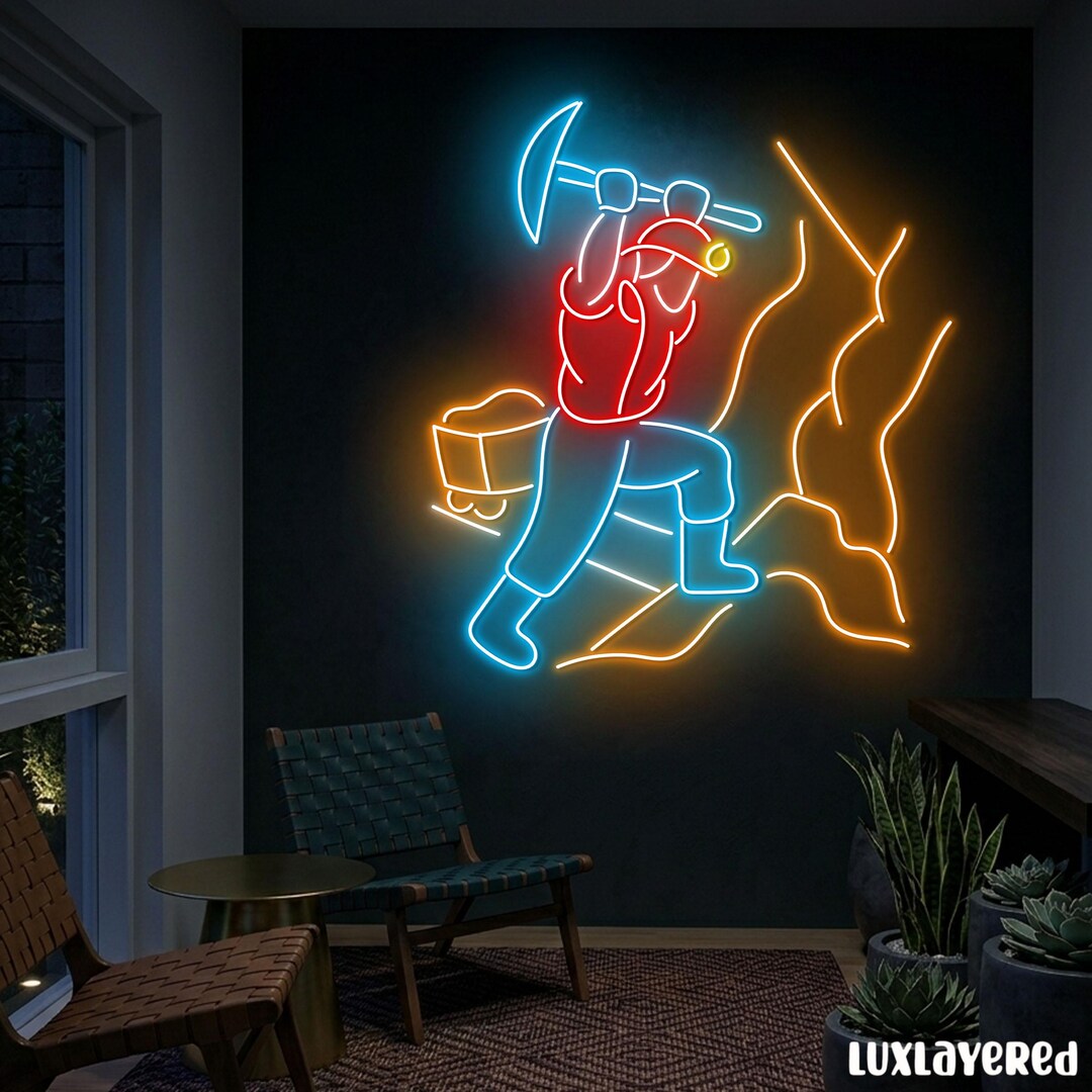 Mining Worker Neon Sign Wall Art, Engineer Office Decor, Gift for Him ...