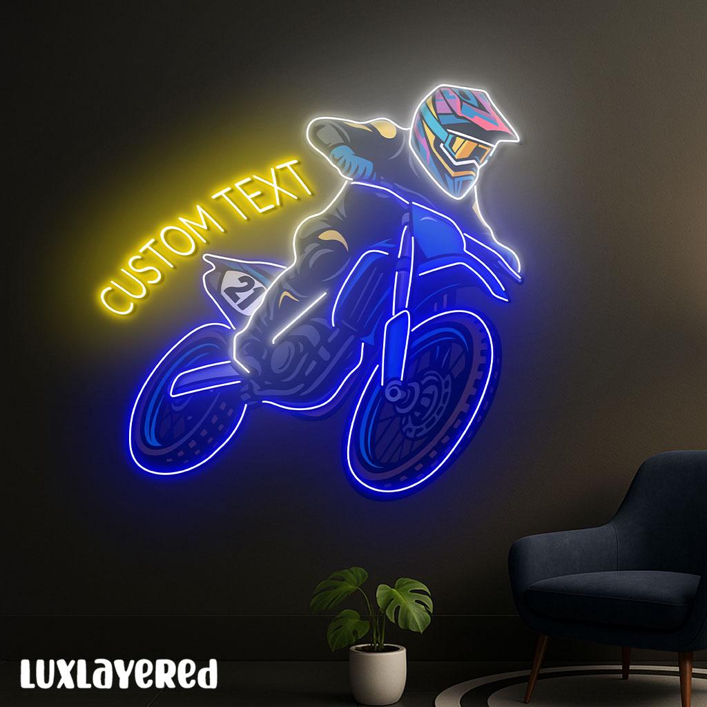 Motorcross Neon Sign: Motocross Wall Art, Garage Decor, Man Cave