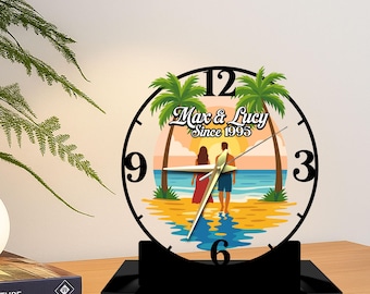Reloj de mesa de aniversario: reloj de escritorio romántico, decoración de mesa para parejas, regalo único para enamorados.