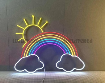 Custom LED Neon Sign: Rainbow Sun, Kids Room Decor