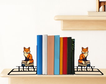 Fox Bookend: Custom Decorative Book Stoppers, Fox Metal Book Holder