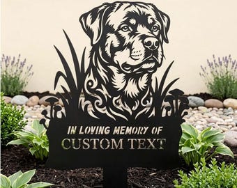 Piquet de jardin en métal personnalisé Rottweiler, panneau commémoratif extérieur pour animaux de compagnie, décoration de tombe pour chien