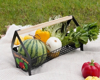 Custom Harvest Basket with Name, Garden Basket, Gift for Gardener, Mom Garden Gift, Vegetable Garden, Egg Basket, Gardener Gift