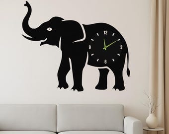 Elephant Metal Wall Clock: Wildlife Wall Art, Animal Home Decor, Elephant Lover Gift
