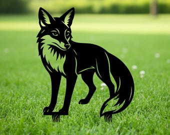 Estaca metálica de zorro para jardín: Decoración de jardín con forma de zorro, arte rústico de vida silvestre para exteriores