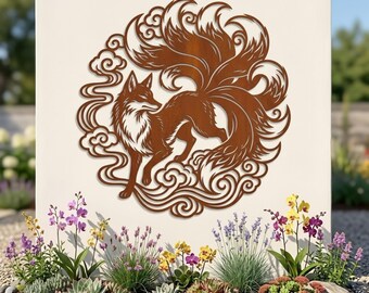 Nine Tailed Fox Metal Sign, Mythical Creature Wall Art, Fantasy Decor, Custom Hanging Sign