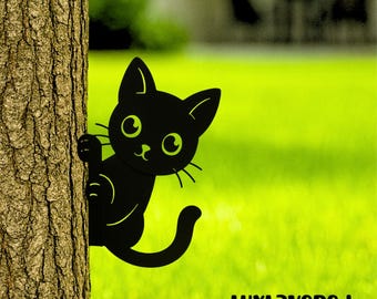 Estaca de metal para árbol de gatos: arte rústico para jardín y decoración de patio