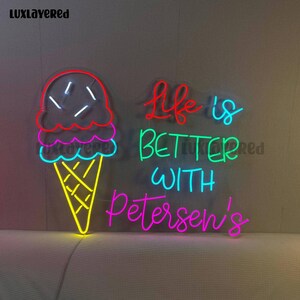Ice Cream Neon Sign For Wall Decor, Ice Cream Neon Light, Custom Neon Sign, Dessert Shop Decor, Ice Cream Shop Sign