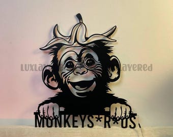 Personalized Monkey Banana Peel LED Metal Sign: Custom Wall Art