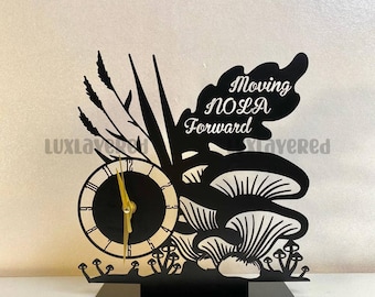 Personalized Mushroom Metal Desk Clock: Modern Bookshelf Decor