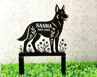 Personalized German Shepherd Dog Memorial Garden Stake, Custom Metal Yard Sign, Outdoor Pet Remembrance Decoration for Dog Lovers