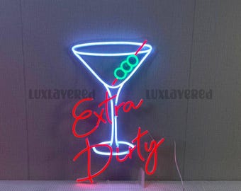 Martini Cocktail LED Neon Sign: Bar Wall Art Decor