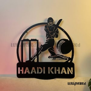 Personalized Cricket Metal Sign, Cricket Player Led Light, Cricket Sport Metal Light Wall Art, Cricket Metal Sign For Sport Club Wall Decor