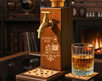 Gepersonaliseerde naam whiskybar-dispenser: whiskyhouder voor bardecor, uniek cadeau voor mannen