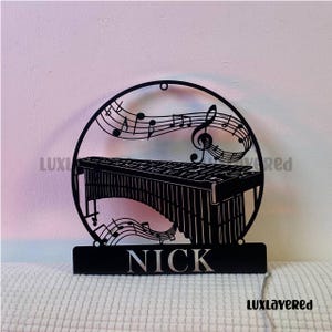 Personalized Marimba Metal Sign with LED Light – Custom Musician Gift, Percussion Wall Art, Music Room Decor, Band Teacher Gift