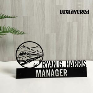 Plaque signalétique en métal personnalisée : enseigne de bureau de train pour directeur ou ingénieur, cadeau pour amateur de train, patron