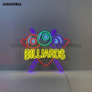 Billiards Ball Neon Sign: Game Room Decor, Custom LED Light