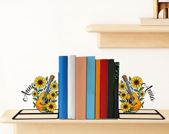 Guitar Bookend: Custom Music Book Stand, Music Bookend Table Decor, Reader Gift Idea