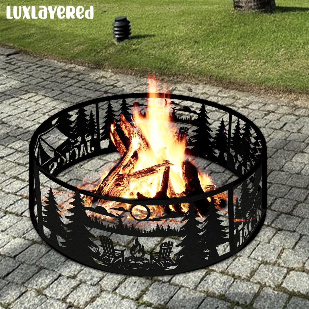 Camping Fire Ring: Custom Metal Outdoor Cabin Fire Pit Ring, Gift for ...
